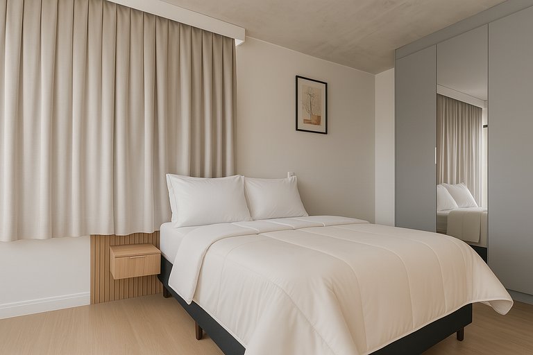 Studio moderno e completo no ON Maracatins - Moema