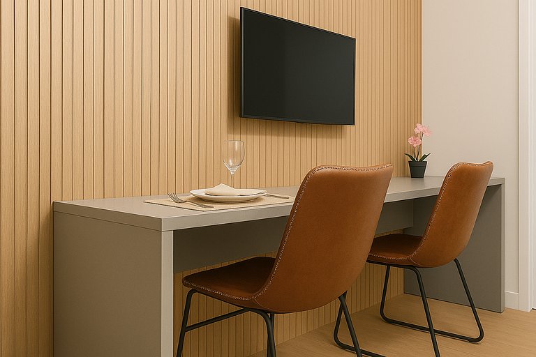 Studio moderno e completo no ON Maracatins - Moema