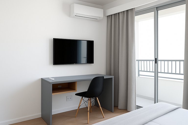 Studio moderno e completo no ON Maracatins - Moema